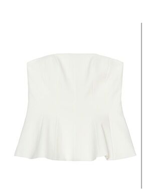 Zara White Strapless Peplum Top